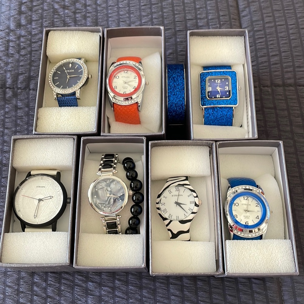 Seven brand-new watches by Strada + One matching bracelet